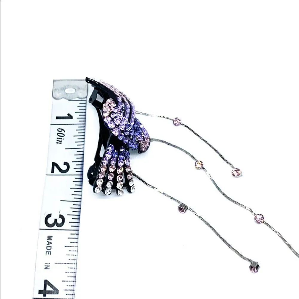 Lavender Rhinestone Hair Clip - Picture 6 of 7
